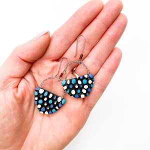 Cute Artisan Earrings, DOTT Collection, Blue dots, Polymer Clay Earrings