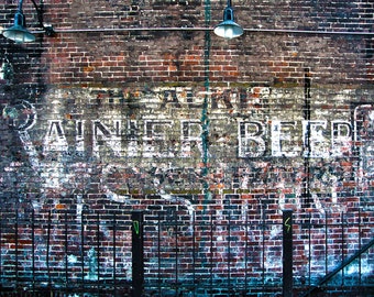 Rainier Beer Ghost Sign - INSTANT Digital DOWNLOAD - Ghost sign in Pioneer Square area of Seattle, WA advertising Rainier Beer