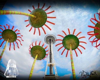 Sonic Needle - INSTANT DIGITAL DOWNLOAD - The most iconic structure in Seattle, Wa is joined by one of the newest.