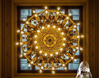 Grand Central Station Chandelier - INSTANT DIGITAL DOWNLOAD - Upward view of one of the chandeliers in the famous Grand Central Station