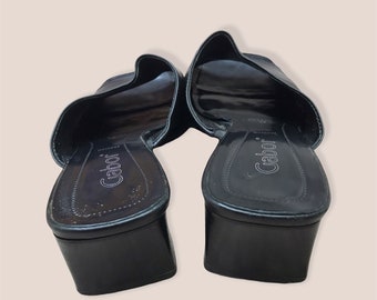 Uk3.5 Schoenen damesschoenen Instappers 80s jaren 90 schoenen zwart lederen vierkante teen vierkante hak schoenen made in Italy maat 36 EU 