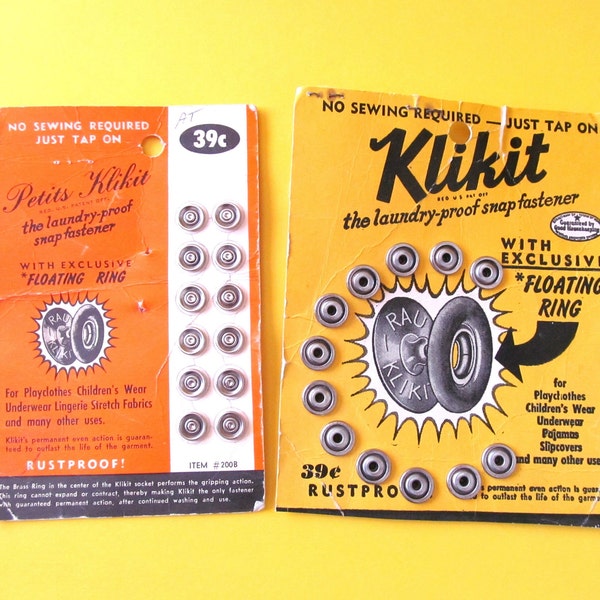 Vintage Klikit snap fasteners 2 packs Old sewing notions