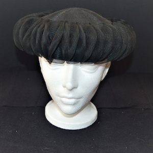 Vintage Black Toile Ribboned Hat