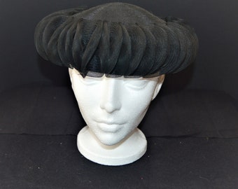 Vintage Black Toile Ribboned Hat