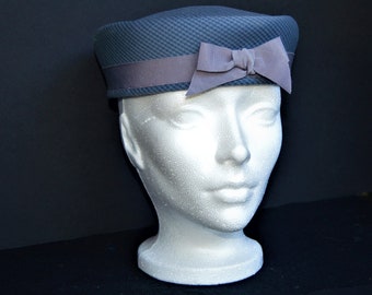 Heather Blue Pillbox Vintage Hat