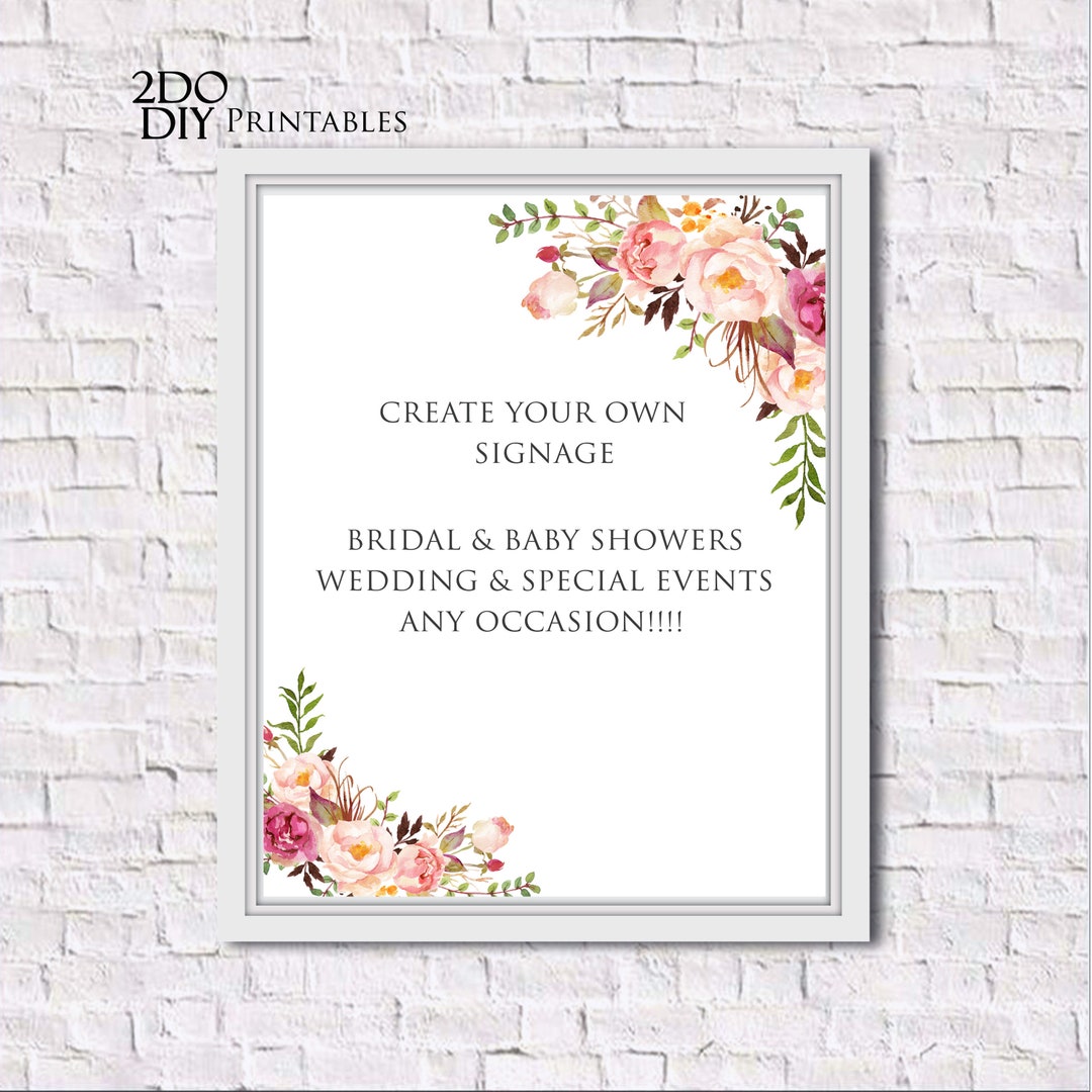 EDITABLE BLUSH Floral Template, Customize 5x7 Table Decor, Wedding