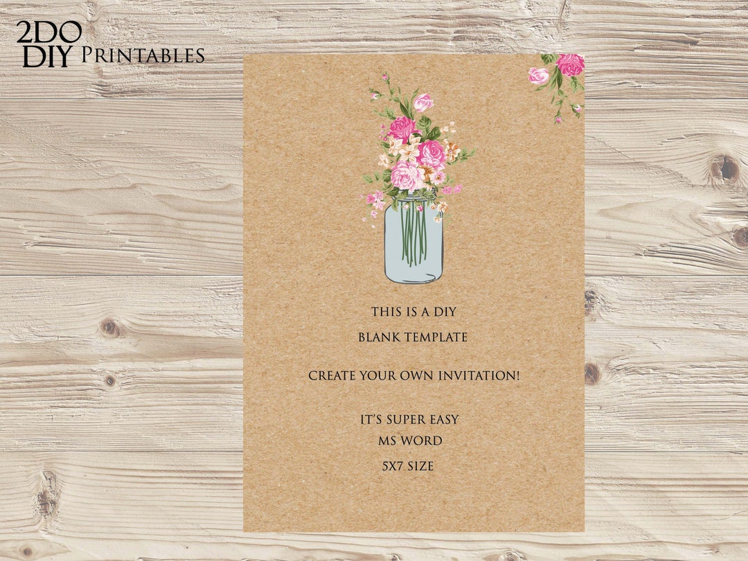 Printable Mason Jar Invitation Kraft Background Rehearsal general ...