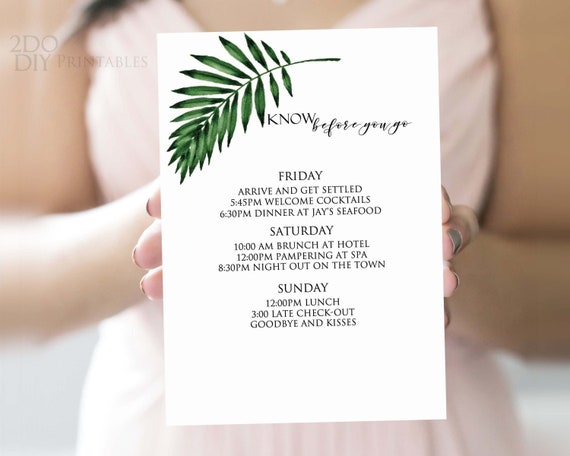 Weekend Itinerary Palm Leaf Microsoft Word Template 009