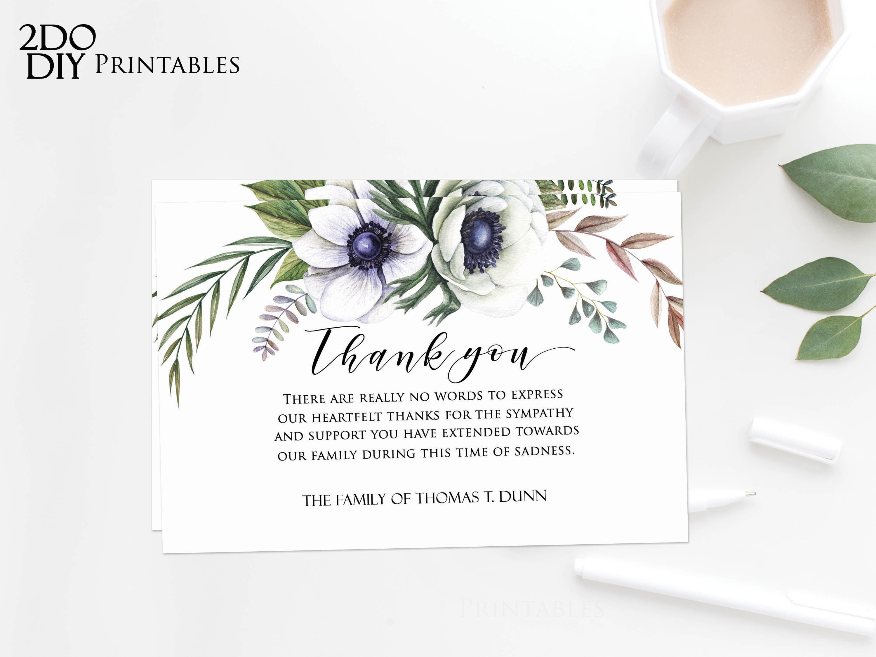 Editable PDF Funeral Thank You Card Memorial Editable  Etsy Inside Memorial Card Template Word