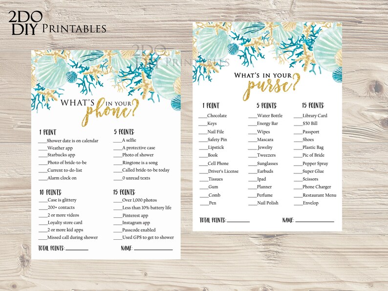 Beach Themed Bridal Shower Games Package Under the Sea Etsy