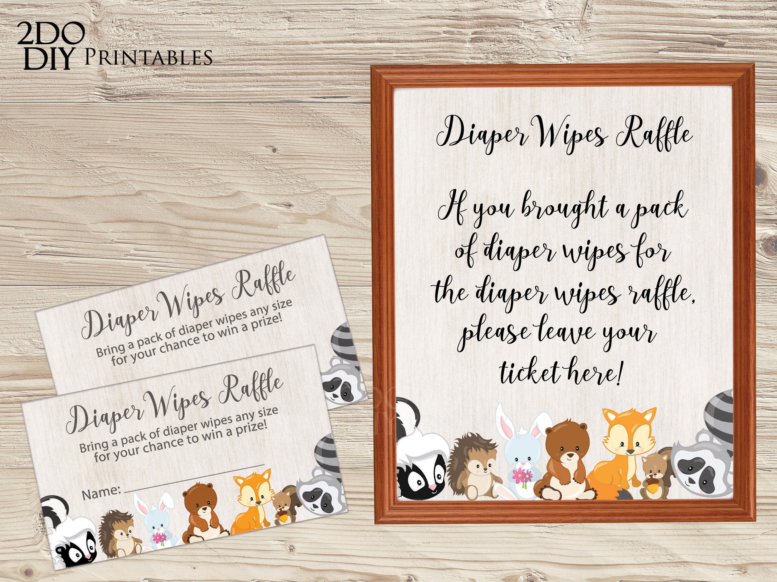 woodland baby shower diaper raffle ticket diaper wipes cards etsy