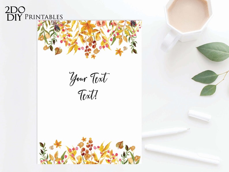FALL Template Autumn Stationery Template Any Occasion Printable ...
