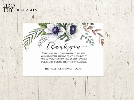 Editable Funeral Thank You Card Memorial Editable Template Etsy