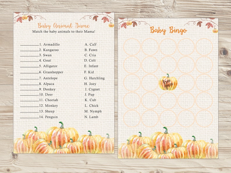 Instant Download Pumpkin Baby Shower Games Bundle Little Pumpkin Shower Printable Pumpkin Shower Games| Rustic Shower Games