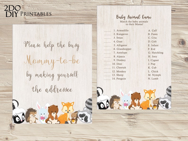 Woodland Baby Shower Games Package Woodland Game Package |Baby Shower Party Most Popular Instant Download Woodland Bundle