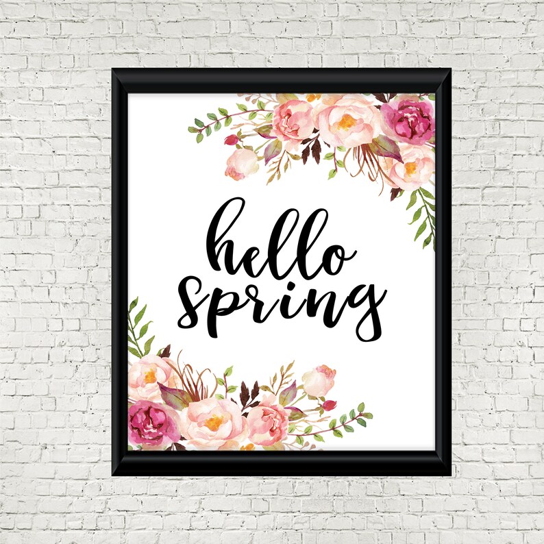 Hello Spring Sign Bring On Spring Wall Decor Boho Spring Etsy