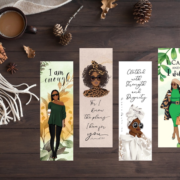 Printable Black Women Bookmarks |African American Gift for Reader |Small Gift Printable | Positive Vibes |Instant Download
