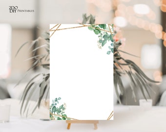 DIY Eucalyptus Wedding Sign | Editable Wedding Signs | Table Signs | Greenery |  5x7 |  4x6 | Blank Editable| Instant Download
