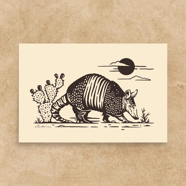 Desert Dweller - Texas Armadillo - Fine Art Print - Western Wall Decor - Texas Art - UNFRAMED PRINT