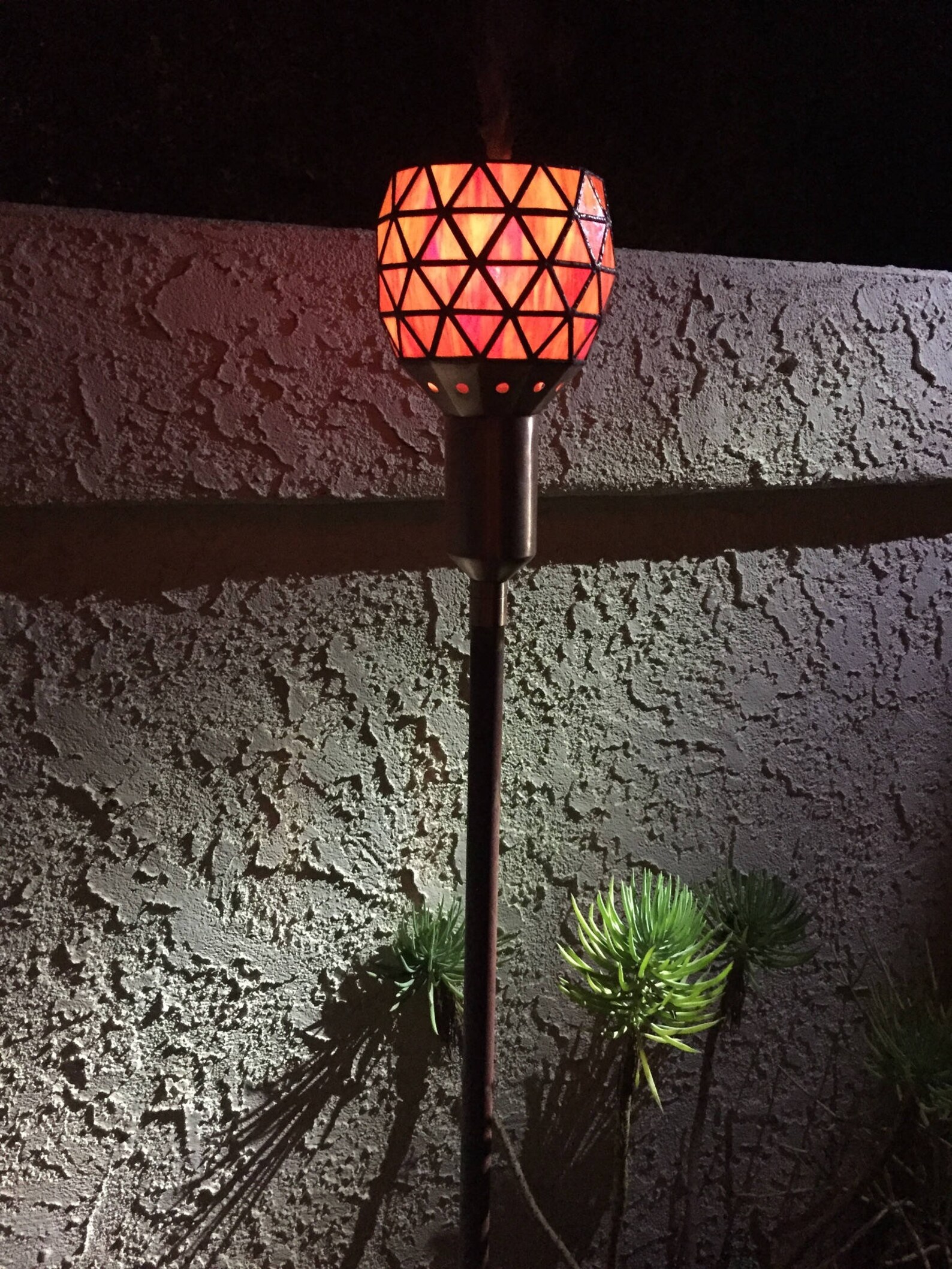 Stained Glass and Copper Tiki Torch Garden Light Etsy