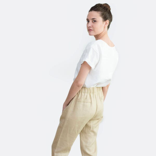 Loose linen pants • Natural linen trousers • linen clothing by Tienda Ceremony • DUBLIN Ceremony