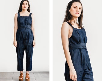 Denim Overall with wide Belt • Casual Summer Jumpsuit • Denim Jumpsuit • Summer overalls • GEORGIA Ceremony