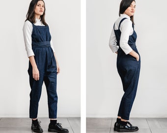 Denim Overall with wide Belt • Casual Summer Jumpsuit • Denim Jumpsuit • Summer overalls • GEORGIA Ceremony