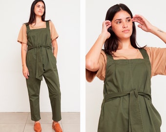 Gabardine Cotton Romper With Belt • Casual Summer dungaree  • Womens Jumpsuit • Summer overalls • GEORGIA Ceremony