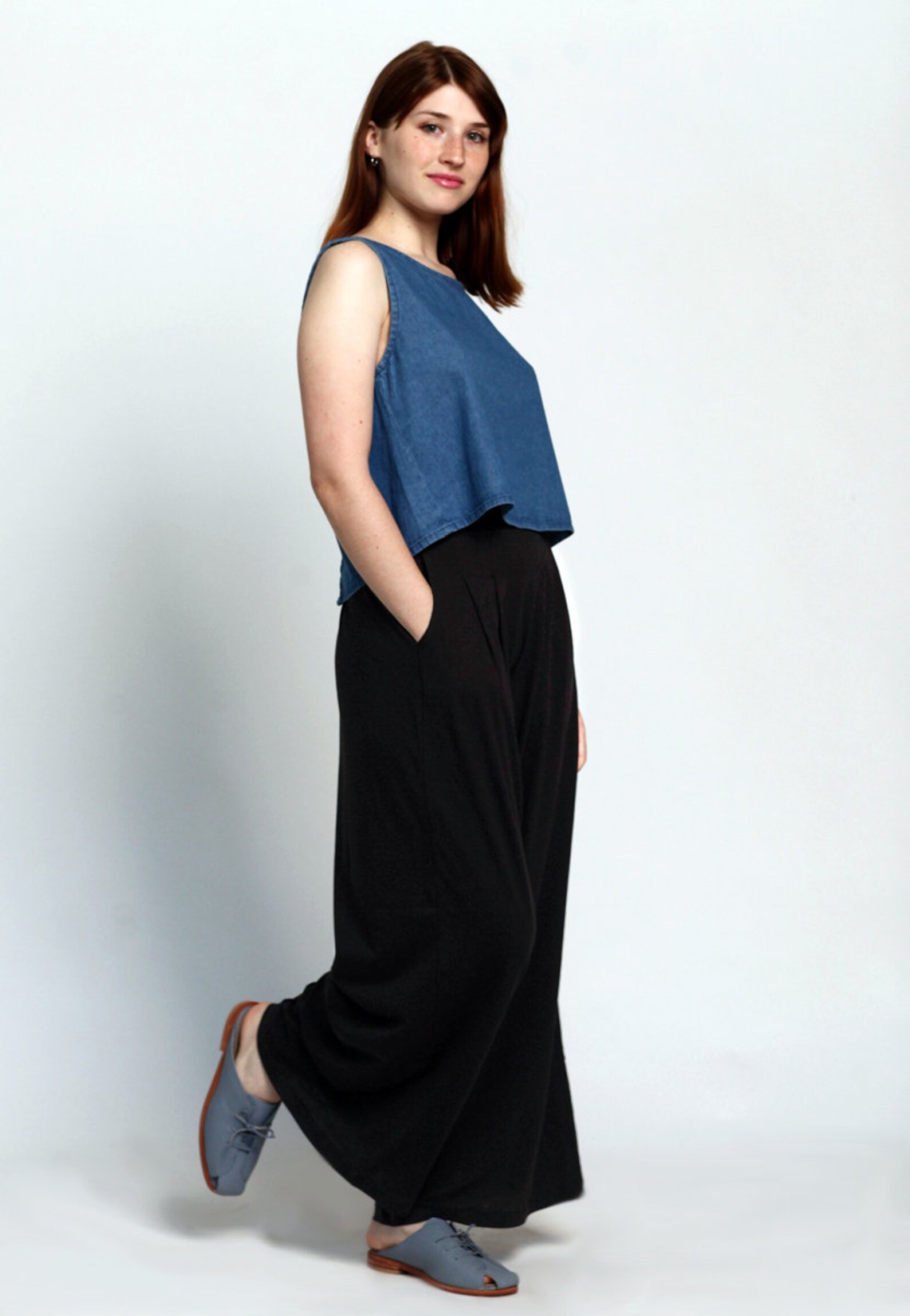 black palazzo pants elastic waist