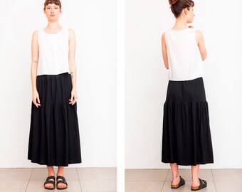 A-line cotton skirt, high waisted skirt women, linen skirt elastic waist