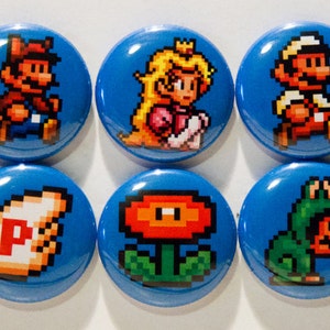 Set of three 1 Super Mario Bros question blocks pins buttons