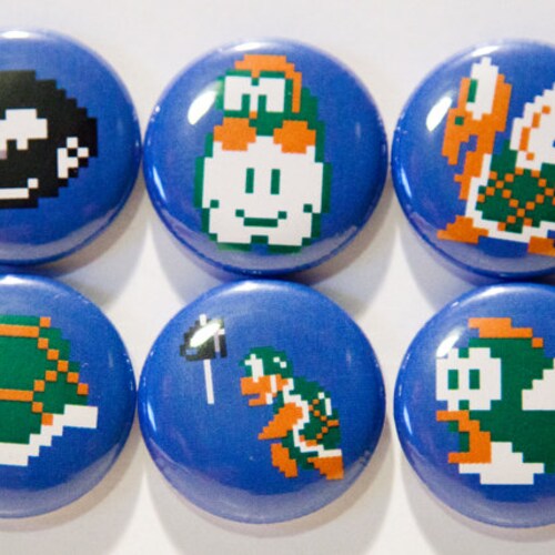 Set of 8 Super Mario Kart 1 Pinback Buttons Etsy