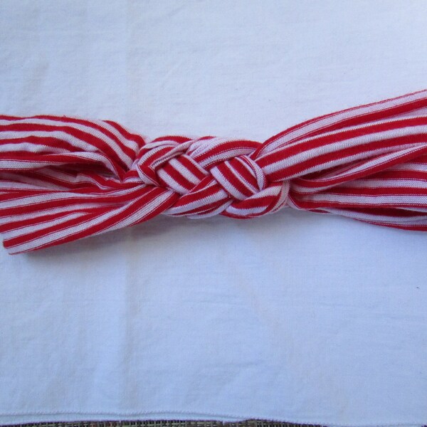 Baby Turban Headband. Red and White stripes Celtic knot style headband. Turbans, head wraps, Top Knot style headbands.