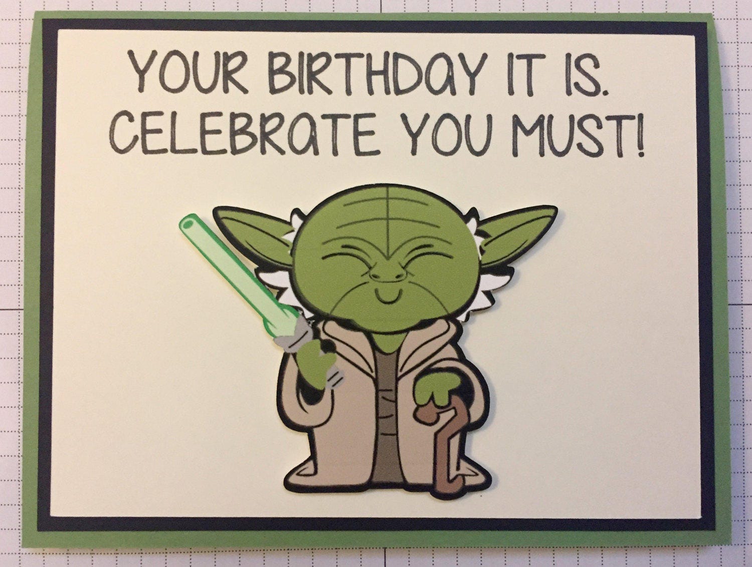 Disney Star Wars Yoda birthday greeting card | Etsy