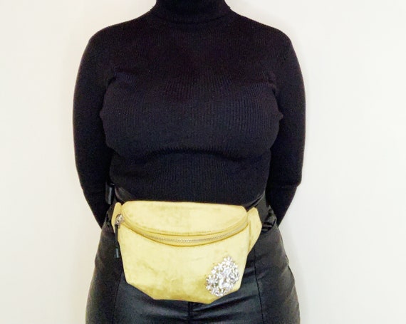 Velvet Crystal Embellished Fanny Pack, Velvet Fann