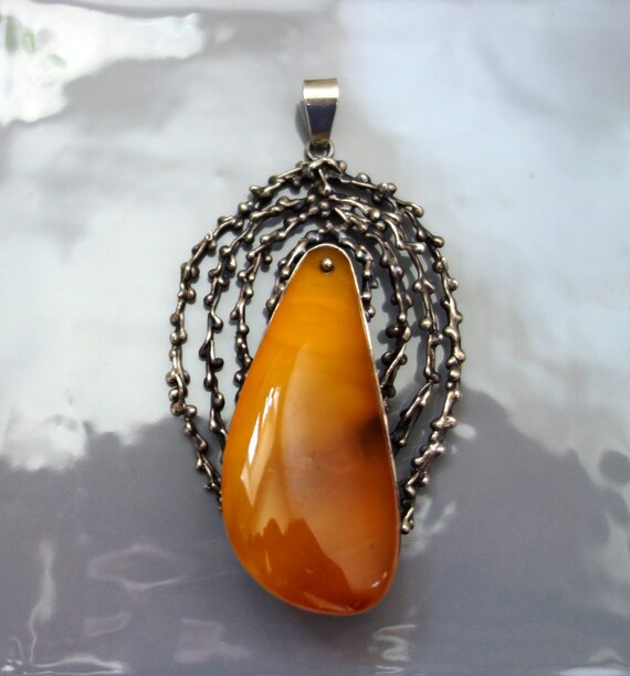 HANDCRAFTED GENUINE AMBER  Silver Jewellery Set A… - image 8