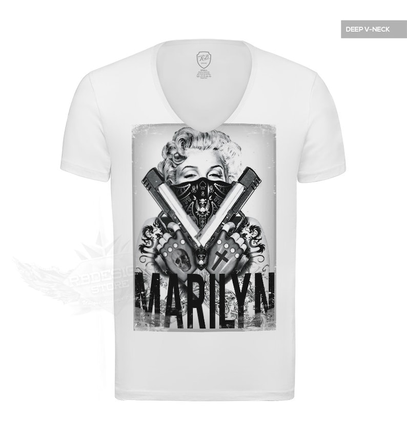 Marilyn Monroe Green Bandana Guns Men/'s T-shirt Brand New Quality Tee