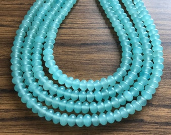 Blue Chalcydony Faceted Rondelle Beads Chalcydony Beads Chalcydony Rondelle Beads Chalcy Beads Strand