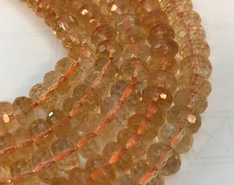 Sparkling Golden Orange Citrine Micro Faceted Rondelles 14 Inch Strand Citrine AAA Citrine Necklace 52 Pieces 11mm 13mm