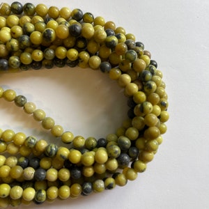 Natural Yellow Turquoise 6mm 8mm Smooth Round Gemstone Beads -15.5 inch