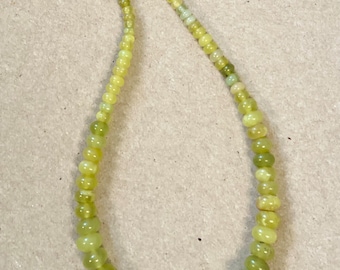 Natural Olives Jade 6x4mm-14x10mm Graduated Rondelle Gemstone Beads--15.5 inch strand