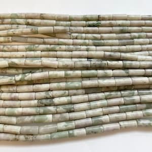 Natural Chinese Jade 10x4mm Cylinder Gemstone Beads--15.5&quot;