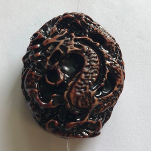 Carved Bone 40x35x16mm Oval Bead---1 Piece/3 pieces