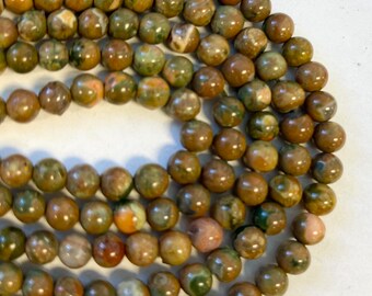 natural rhyolite 4mm 6mm 12mm Round gemstone beads--15.5 inch strand
