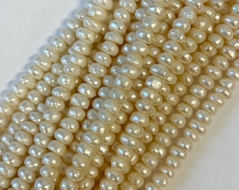 Fresh Water pearl 7x4mm rondelle Gemstone Beads - 15.5 inches strand