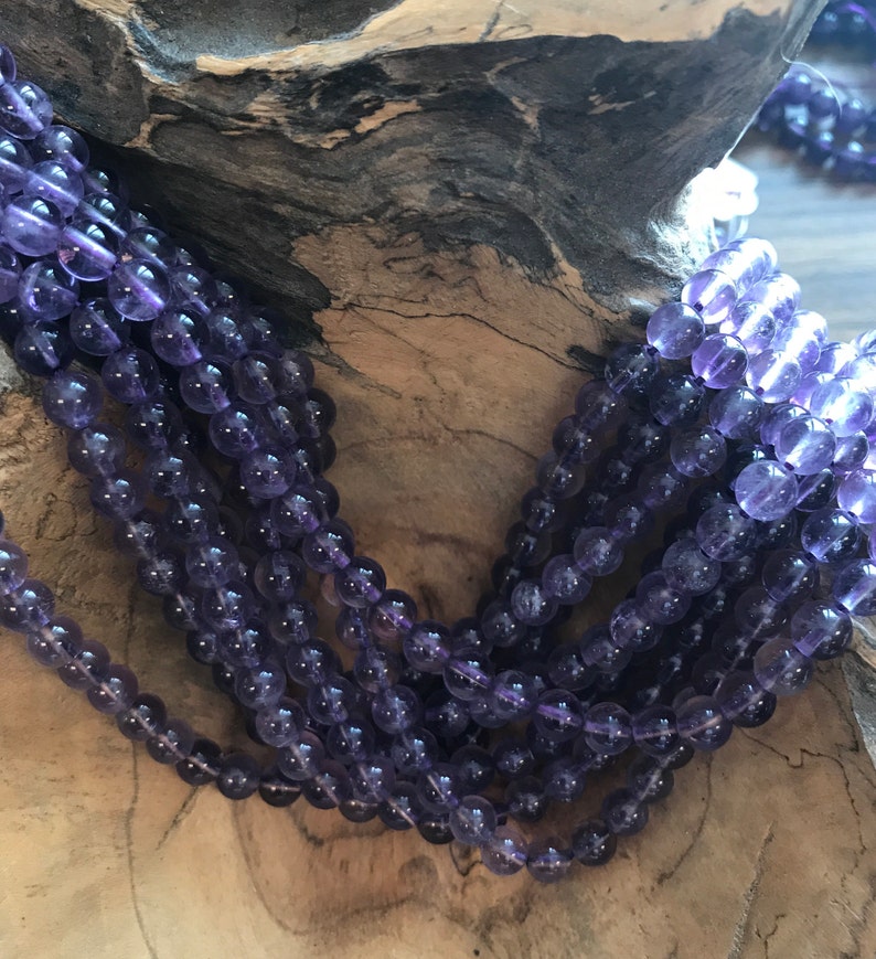 Natural amethyst 6mm Round Gemstone Beads--15.5--1 strand3 strands