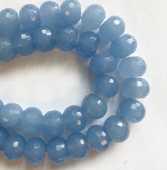 Blue Chalcedony 16x12mm Faceted Rondelle Gemstone Bead-~