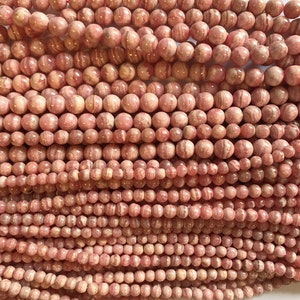 Rhodochrosit 4mm 6mm 7mm runde Edelstein Bead -15 Zoll Strang