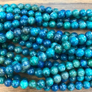 Natural Chrysocolla 6mm 8mm 10mm 14mm 18mm Round Gemstone Bead--15.5 inch strand-