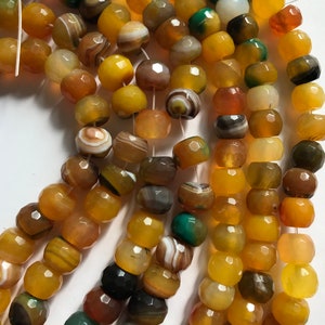 natural agate 12x8mm faceted rondelle gemstone beads--7.5 inch strand